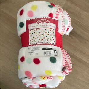 Holiday Time Festive Plush Throw with Red and Green Dots